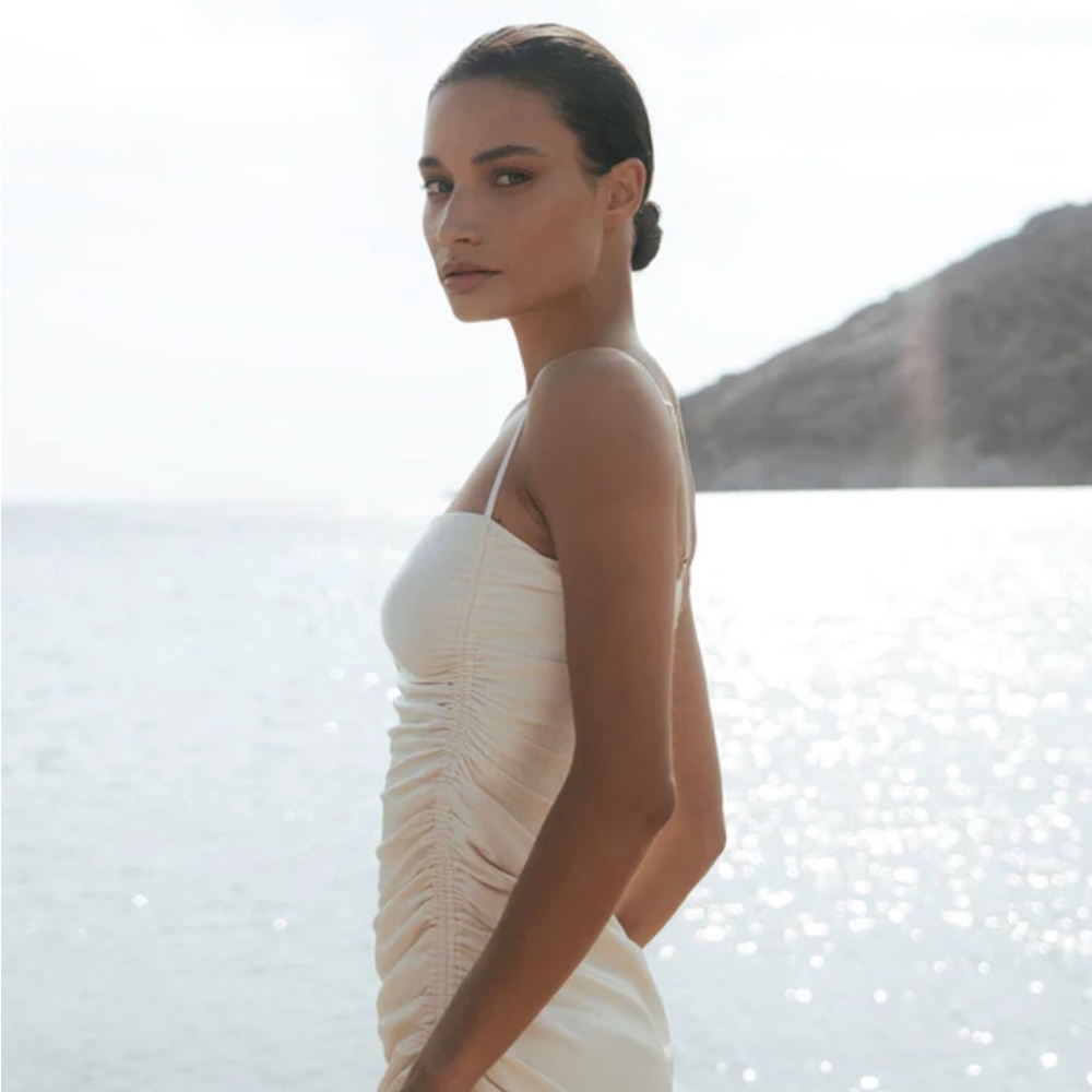 Shona Joy LA LUNE RUCHED MAXI DRESS - CREAM